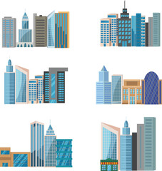 Modern City buildings groups set collection vector design