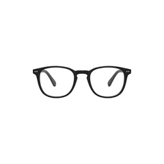 Fototapeta premium Modern black eyeglasses with round lenses and thin frame isolated on white