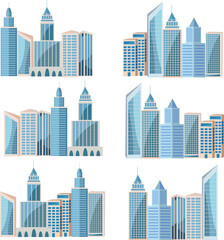 Modern City buildings groups set collection vector design
