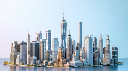 Obraz premium Digital cityscape illustration of a modern metropolis.