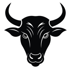 Isolated vector of a bull's head with horns, perfect for farm animal illustrations or bold tattoo designs