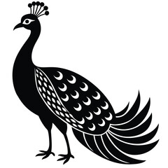 Elegant Peacock Silhouette Majestic Bird & Nature Symbol