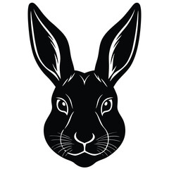 Black Rabbit Head Cute Bunny Animal Silhouette