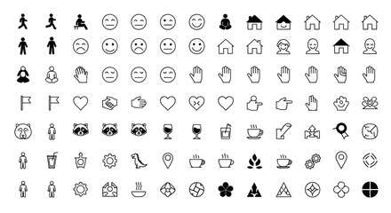 Icons of Modern Life: A curated collection of monochrome icons, each a tiny window into the diverse facets of existence, from human activity to the very essence of emotions and places.