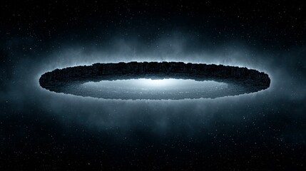 Obraz premium A large, dark, ring-shaped object in outer space.