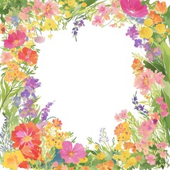 Obraz premium Colorful Floral Frame on White Background
