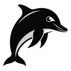 Dolphin swimming illustration on white background