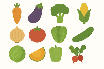 シンプルな様々な野菜のイラスト