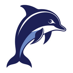Dolphin swimming illustration on white background