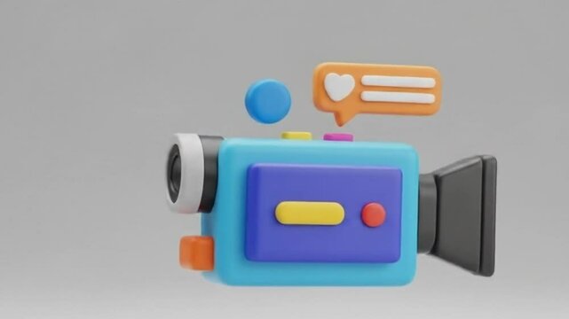 Video Camera Icon Animation with Heart Notification Message