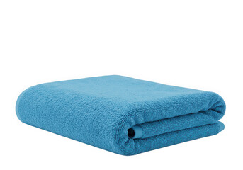 Folded light blue towel isolated on transparent background