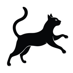 Black cat silhouette vector illustration of a running feline