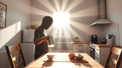 young woman in kitchen