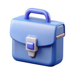 3D Blue Briefcase with Handle and Latch Business Accessory.