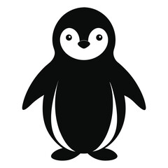 Cute cartoon penguin family on white background in winter wonderland illustration
