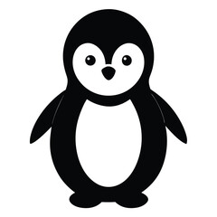 Cute cartoon penguin family on white background in winter wonderland illustration