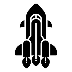 Futuristic spaceship icon with thruster jets