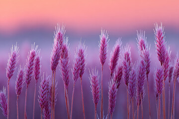 Fototapeta premium Gentle breeze blowing through purple grass at dusk nature photography tranquil landscape soft colors serene viewpoint peaceful atmosphere