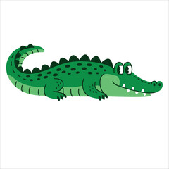 Cute hand drawn crocodile vector. Playful animal cartoon for children designs.