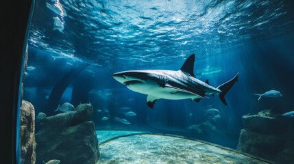Shark in a curved tank with no exit, symbolic of cycles and repeated failure generative ai