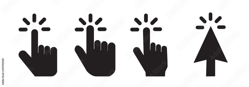 Leinwandbilder computer mouse click cursor arrow icons set. clicking cursor. hand cursors icons click set. pointer 
