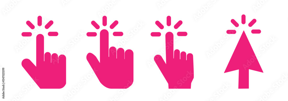 Leinwandbilder computer mouse click cursor arrow icons set. clicking cursor. hand cursors icons click set. pointer 
