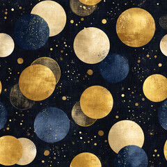 A pattern of gold and blue circles with stars