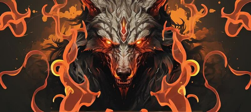 fenrir ifrit vector illustration