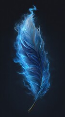 Glowing blue feather in flames