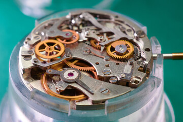 Exploring the intricate beauty of a wristwatch mechanism through close-up macro photography