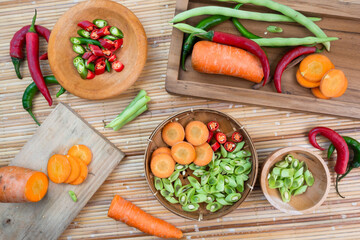fresh vegetables on wooden board