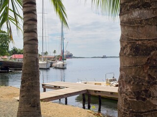 Boats in the harbor in Almirante, Bocas del Toro, Panama 