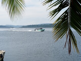 Boats in the harbor in Almirante, Bocas del Toro, Panama 