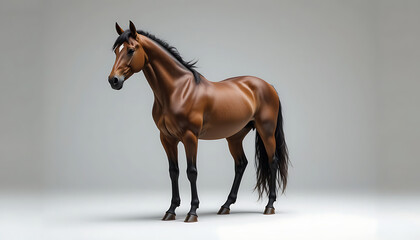 Obraz premium Detailed Studio Shot of a Majestic Brown Horse