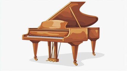 Elegant Grand Piano in Warm Wood Finish on Simple Background