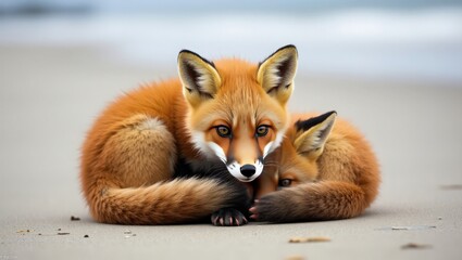 red fox cub, red fox vulpes, 