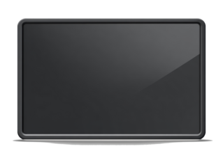 Black gray rectangular screen isolated on white background for minimalist tech dashboards, control panel interfaces, and digital monitor displays.