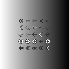 Diverse Set of Left-Facing Arrow Icons for Design Projects