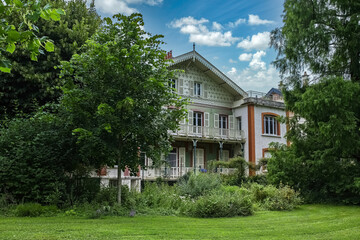 Vichy in France, thermal city, ancient small cottage in the park
