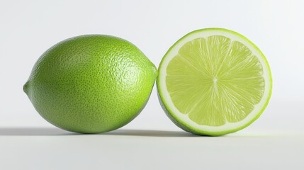 Lime fruit, whole and half