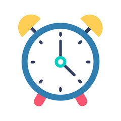 Flat Vector Alarm Clock Illustration on Black Background