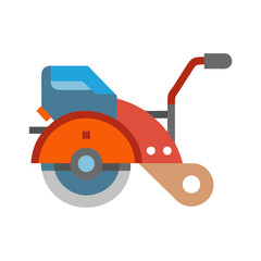 Flat design icon of garden tiller, farm machinery