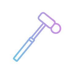 Gradient hammer isolated on black, vector line art style
