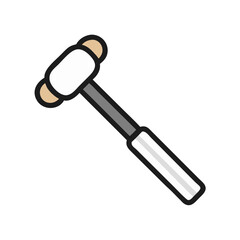 Stylized medical reflex hammer illustration on a black background