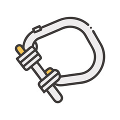 Illustration of a silver carabiner with rope element design