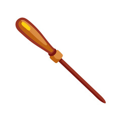 Cartoon style awl tool with wooden handle on black