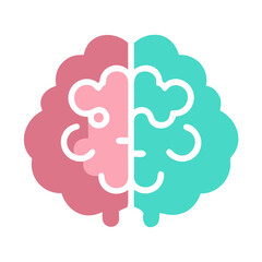 Stylized Brain Illustration with Left and Right Hemisphere Distinction