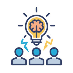 Creative brainstorming teamwork idea generation concept for business solutions