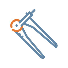 Stylized icon of a nutcracker tool on black background