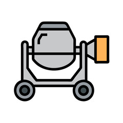 Illustration of a portable concrete mixer on black background